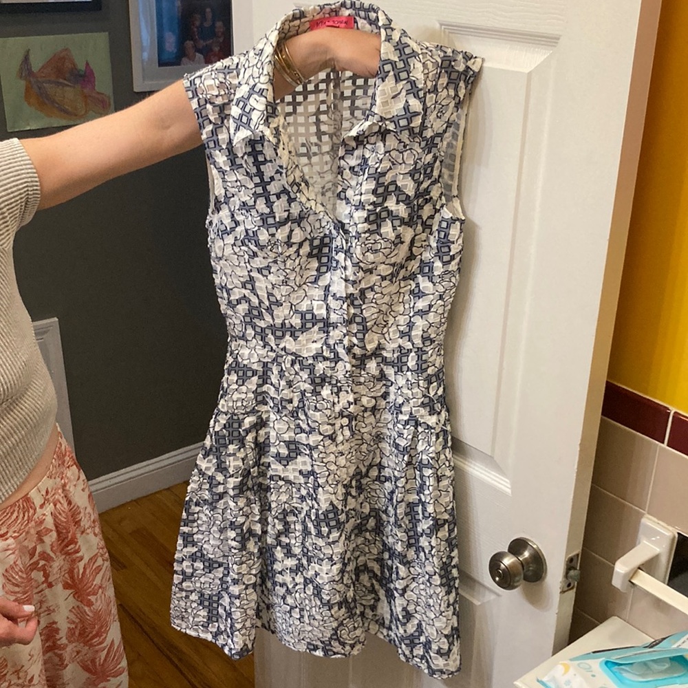Betsey Johnson "floral & grid" burnout dress